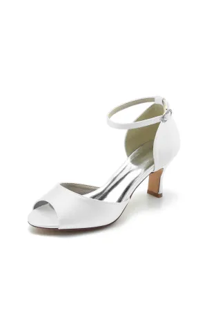 Peep Toe One-strap Buckle Chunky Heel Pumps