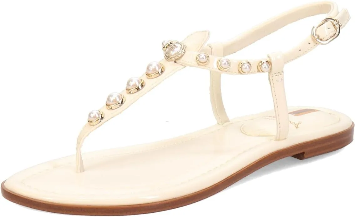 Sam Edelman Gigi Porcelain Pearl Embossed Open Toe Ankle Strap Wide Sandals
