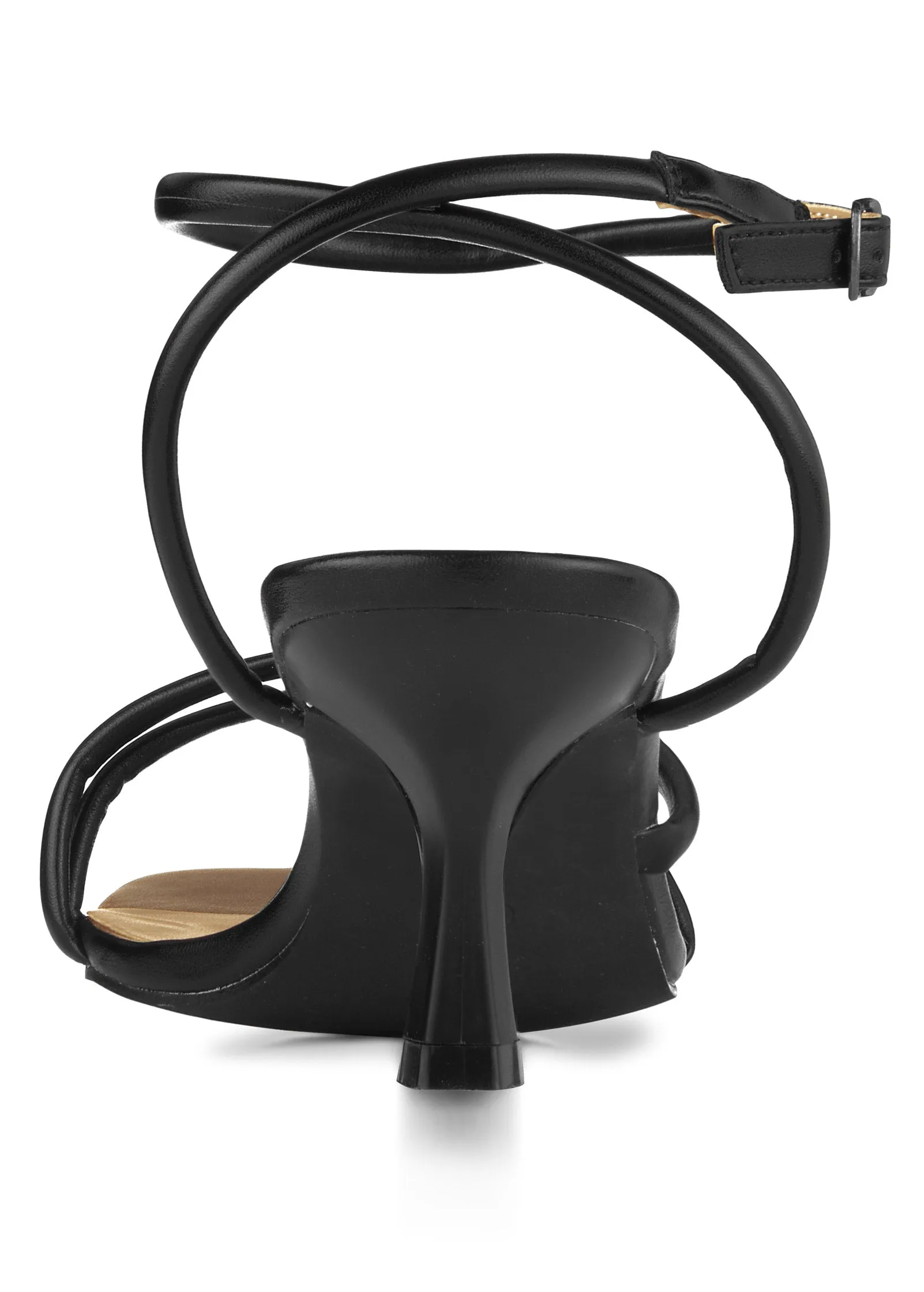 Strappy Kitten Heels - Black