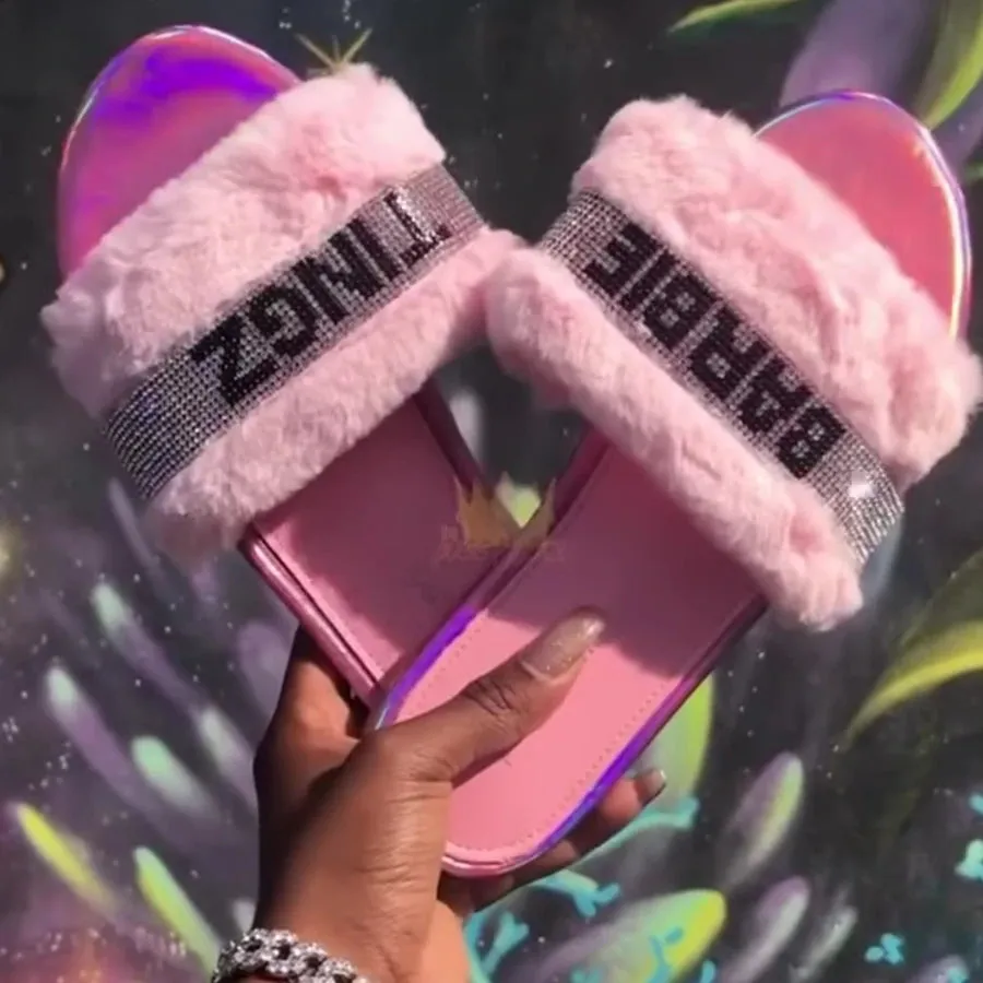 Summer Flat Heel Fur Fashion Women Sandals