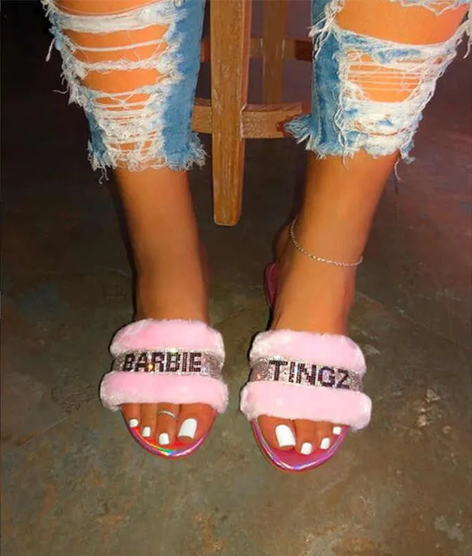 Summer Flat Heel Fur Fashion Women Sandals