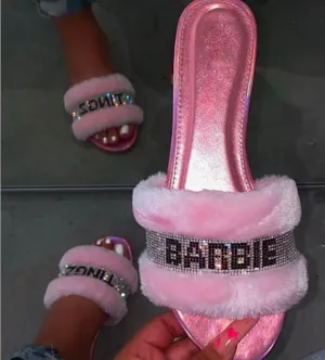 Summer Flat Heel Fur Fashion Women Sandals