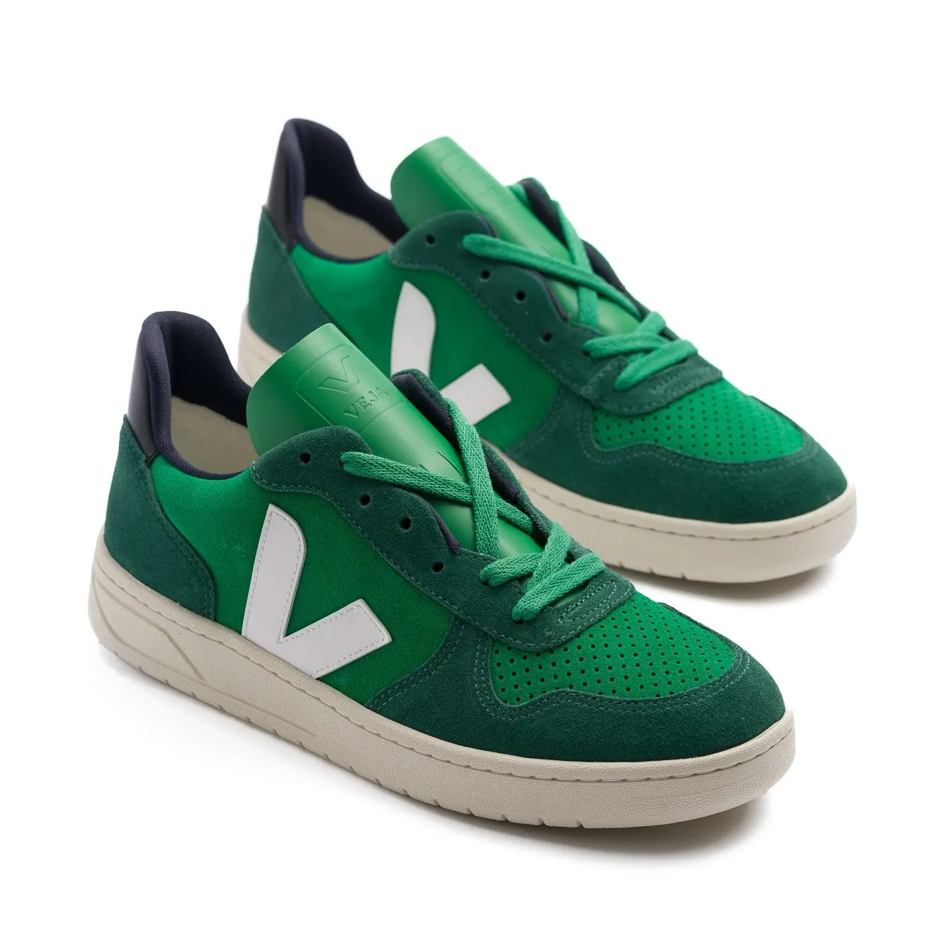 Veja V-10 Suede Shoe - Emeraude/Pierre Black