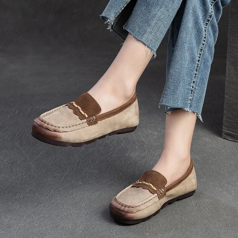Women Retro Soft Leather Flat Casual Loafers