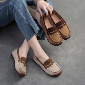 Women Retro Soft Leather Flat Casual Loafers