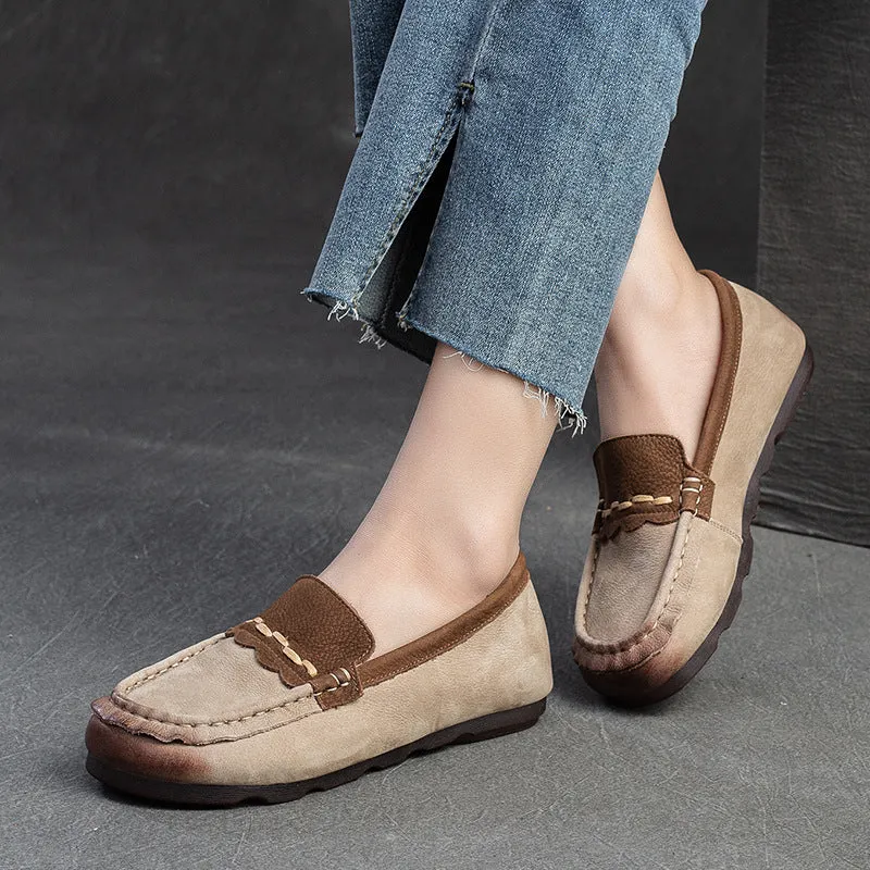 Women Retro Soft Leather Flat Casual Loafers