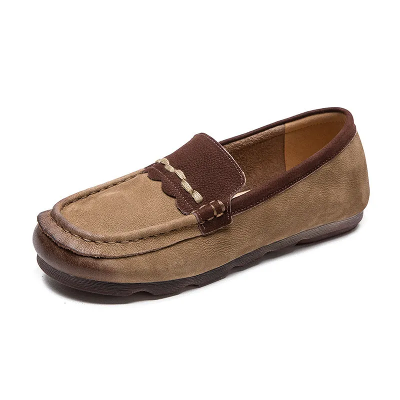 Women Retro Soft Leather Flat Casual Loafers