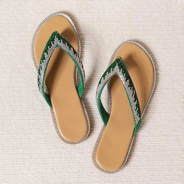 Women's Rhinestone Thong Flat Sandals 11937373C