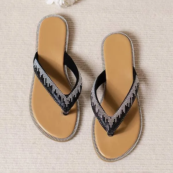 Women's Rhinestone Thong Flat Sandals 11937373C